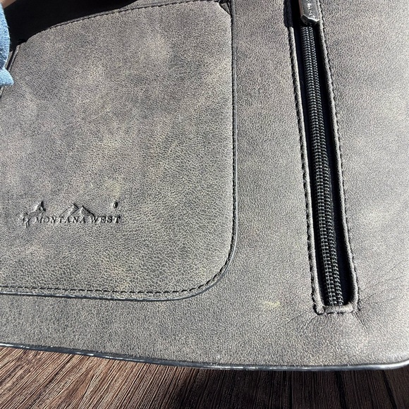 NWOT Montana West Charcoal and Turquoise Embellished Fringe Tote Bag - Picture 9 of 13